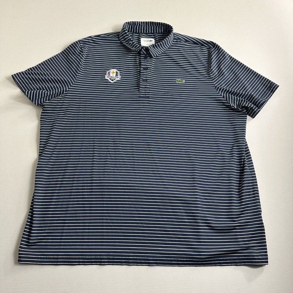 LACOSTE SPORT 2018 RYDER CUP GOLF POLO SHIRT FR 9 4XL Blue Stripe Shortsleeve